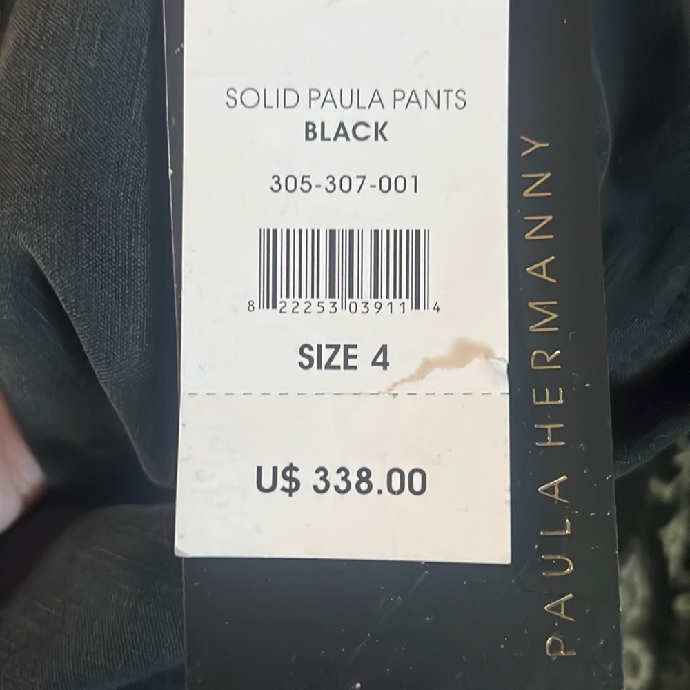 Paula Hermanny Pants Silk Linen Blend Wide Leg Charcoal Size 4